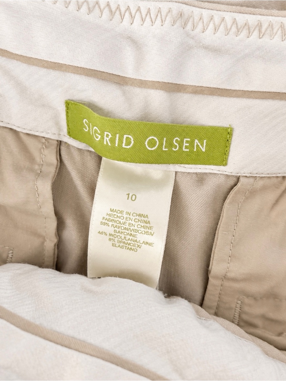 Poet 09 by Sigrid Olsen Women’s Beige Cropped Capri Pants – Size 10 - Picture 5 of 6